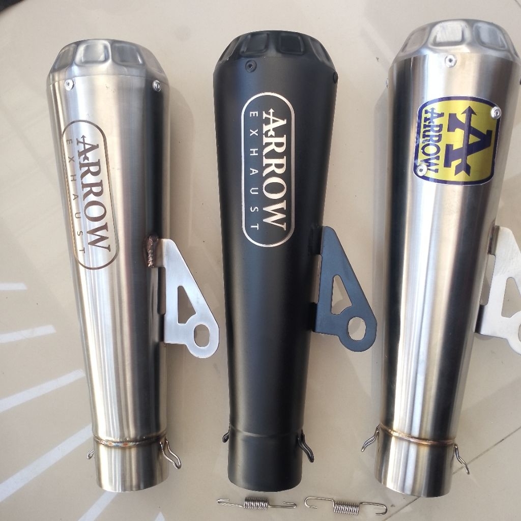 Silencer Knalpot Arrow Inlet 51mm Panjang 25cm - Suara Bass Sarangan Full, Bahan Stainless