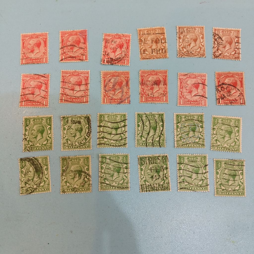 24 biji perangko prangko vintage kuno used Inggris