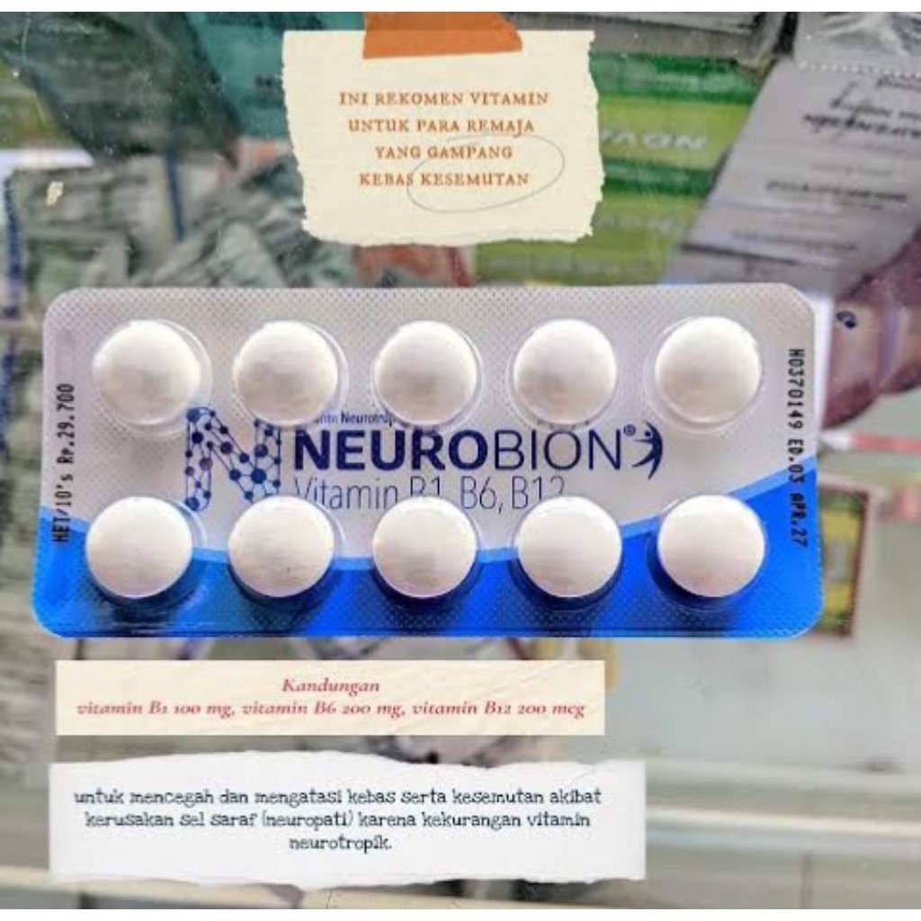 Neurobion Putih 10 Tablet - Vitamin B1 B6 B12 (10 Tablet) - 1 Strip OBAT VITAMIN B1, B6, B12, B komp
