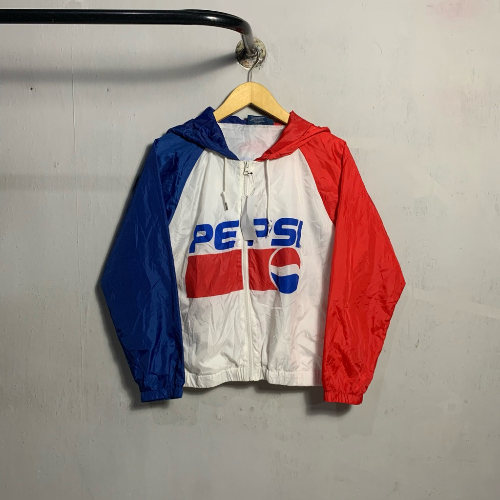 Jaket Winbreaker Color Block Pepsi
