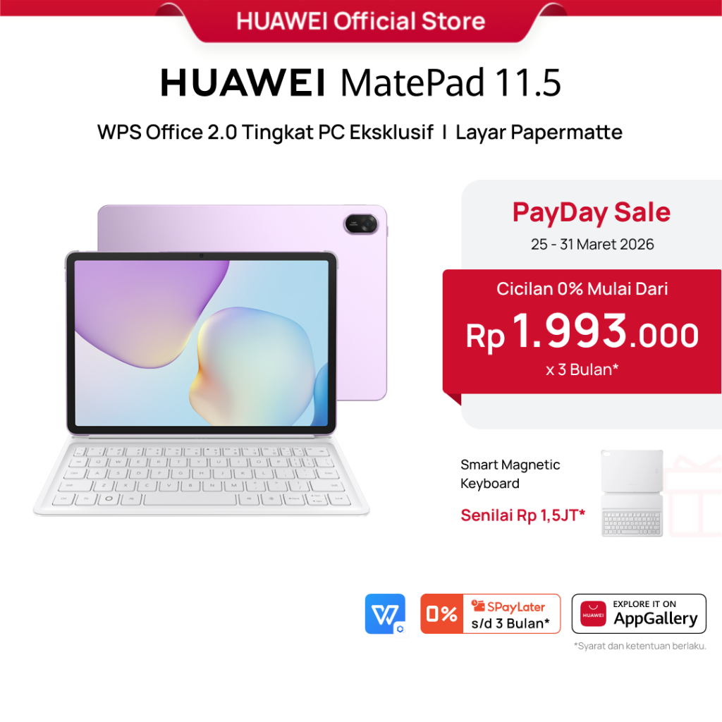 [PayDay Voucher s/d 15% | BEST SELLER] HUAWEI MatePad 11.5-inci 2025 Tablet | WPS Office 2.0 Tingkat