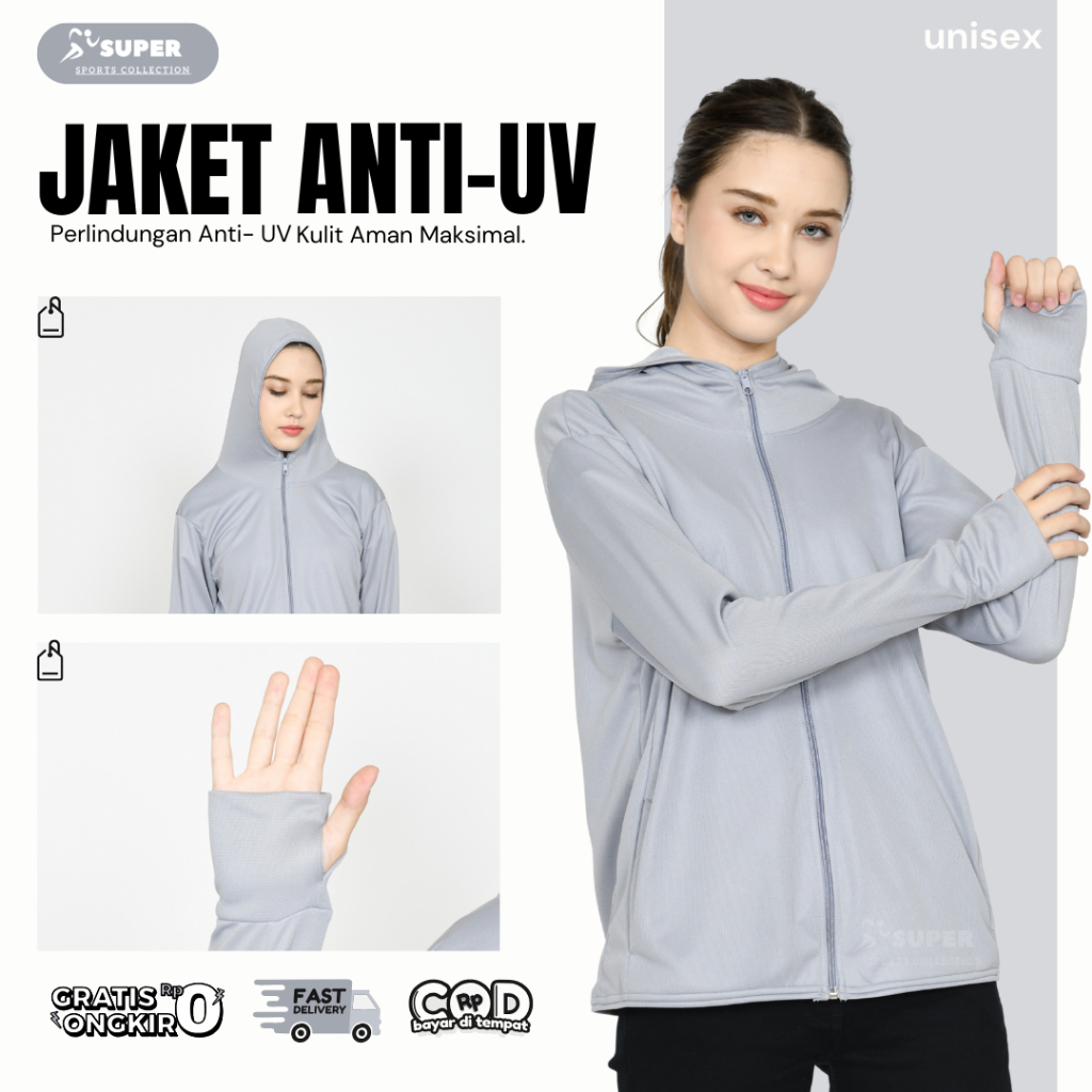 Jaket Anti Sinar Matahari Unisex Jaket Olahraga Sport TERSEDIA SIZE JUMBO