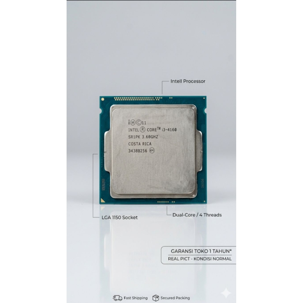 Processor Intel Core i3 4160 Gen 4 Haswell Cache 3M 3.60 GHz Socket LGA 1150 Bekas Murah