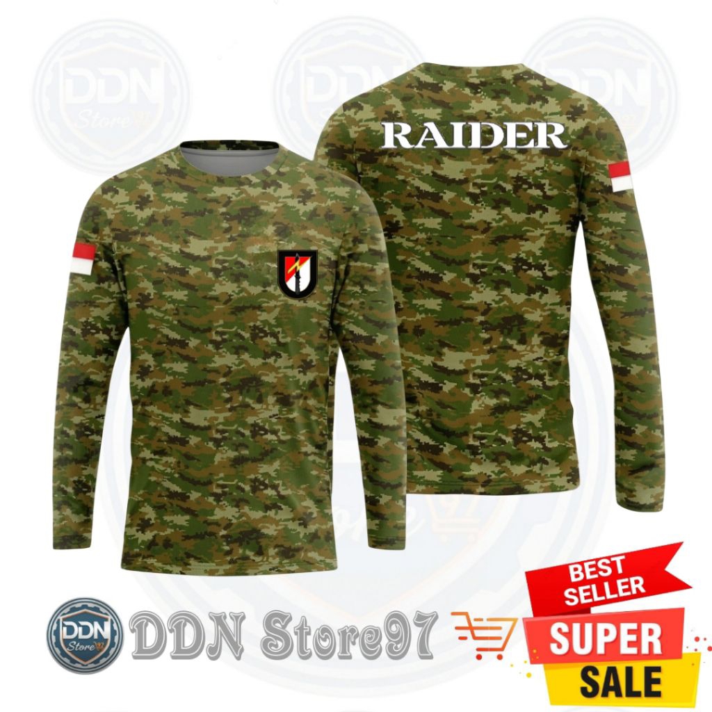 kaos raider loreng sage green lengan panjang