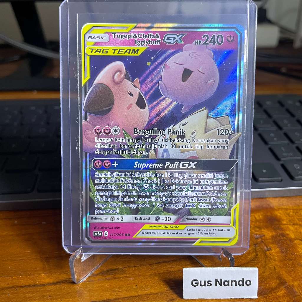 (ID) Koleksi TAG TEAM Set A Togepi & Cleffa & Igglybuff GX 117/205 RR (Double Rare) Indonesia ID Ind