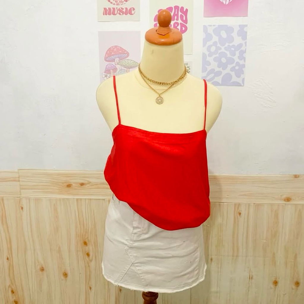 TANKTOP SILK SATIN MERAH CABAI