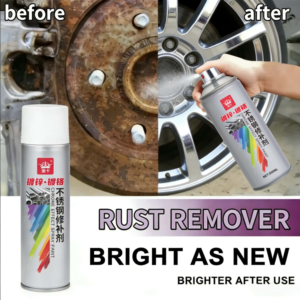 cat semprot chrome mengkilap 500ML cat semprot stainless chrome  panas pilok besi anti karat chrome 