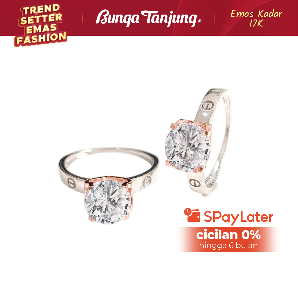 CINCIN TUNANGAN SOLITAIRE CHARLOTTE - EMAS 17K - BUNGA TANJUNG GOLD