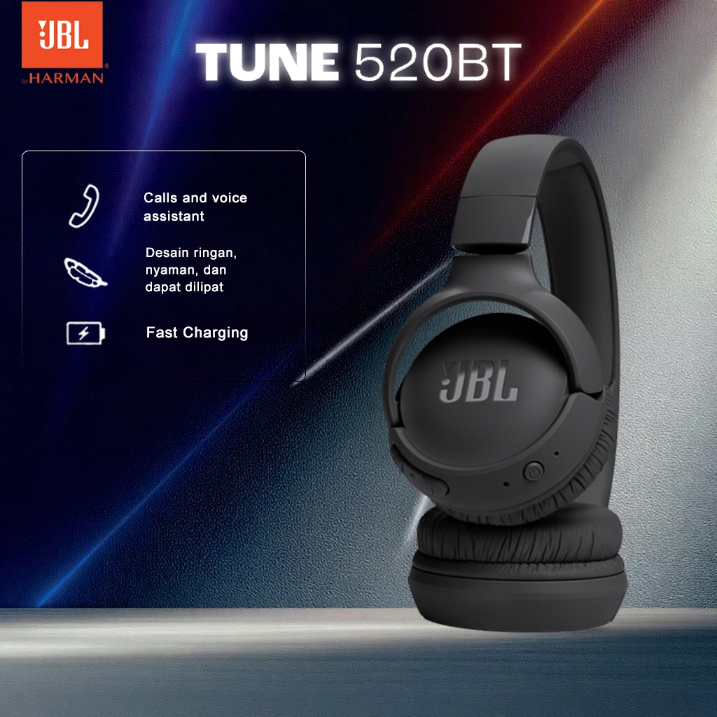 JBL Tune 520 BT Wireless Bluetooth 5.3 Headset Pure Bass Sound Lightweight Tune 520 BT On Ear Headph