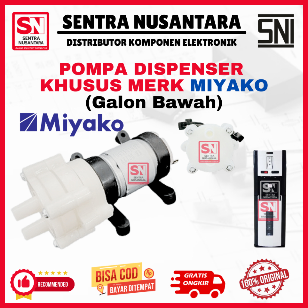 MIYAKO Dinamo Pompa Galon Bawah 12V Baru| Dinamo Pompa Dispenser MIYAKO | Besi Rubber 8 cm Anti Pana