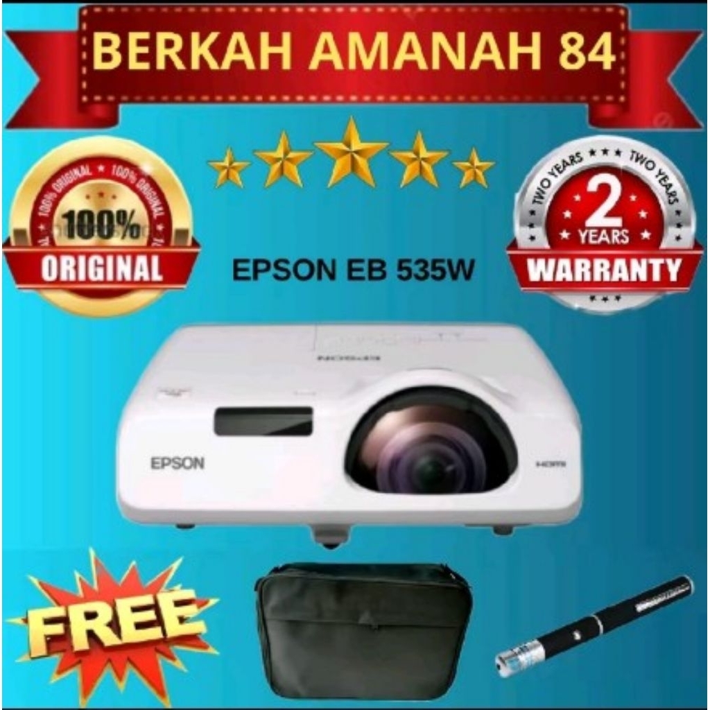 PROYEKTOR EPSON EB 535W SHORT TRHOW WXGA 3400 LUMENS HDMI