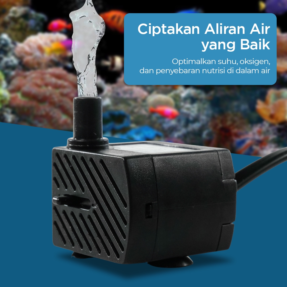 Taffware Pompa Air Celup Multifungsi Aquarium Submersible Pump 220V