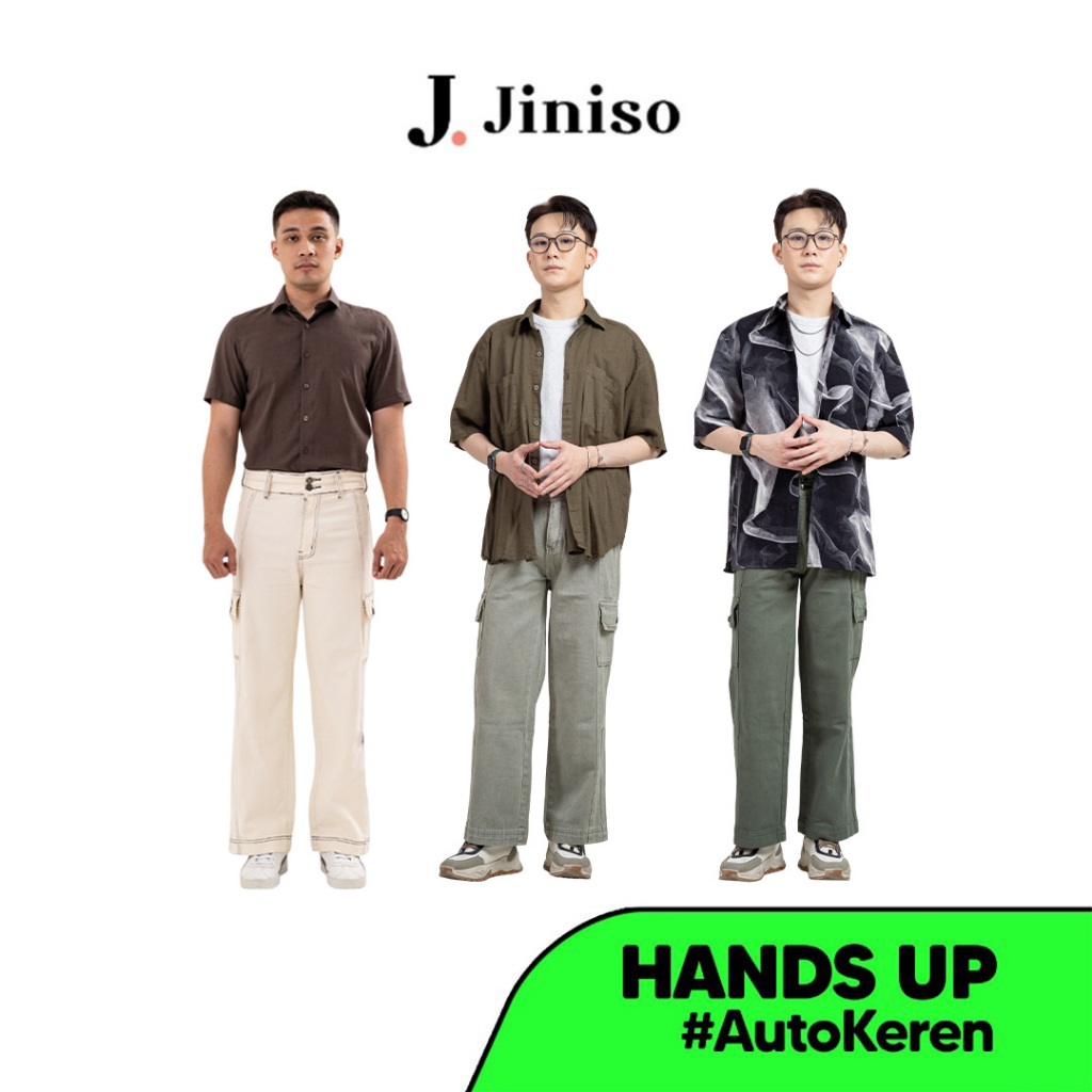 JINISO - Denim Loose Cargo Jeans Pria