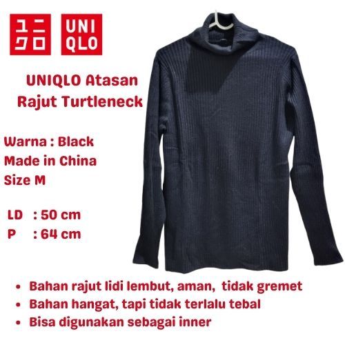UNIQLO Atasan Rajut Lidi Turtleneck Size M - Black