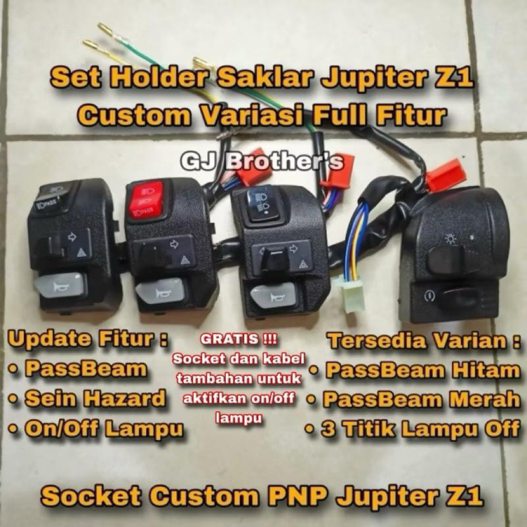 Set Holder Saklar Kiri Kanan Jupiter Z1 Custom Variasi PassBeam , Sein Hazard , On Off Lampu Kiri Ka