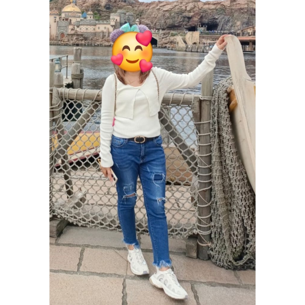 Preelove celana jeans panjang ripped rawis brand rimini