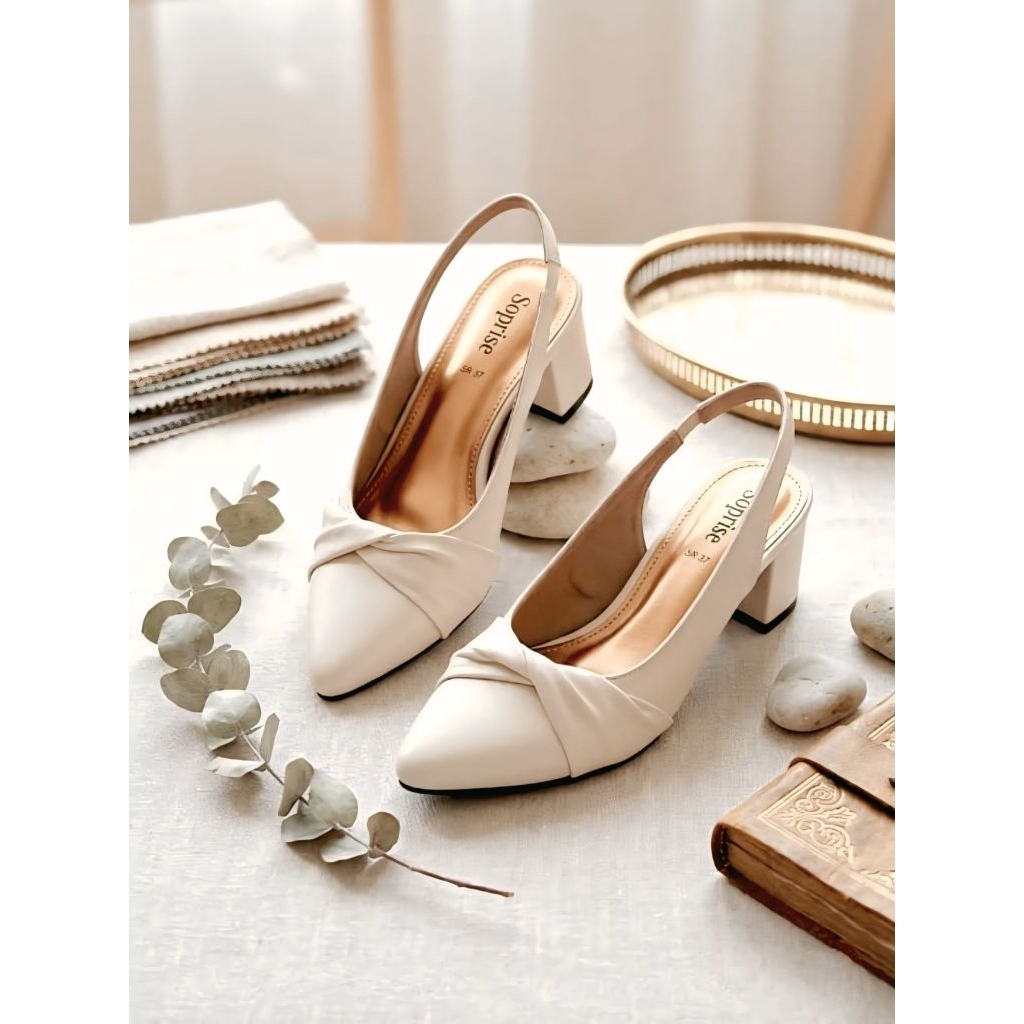 Soprise SR-20 Twist Slingback Heels – Timeless Elegance heels wanita 5cm