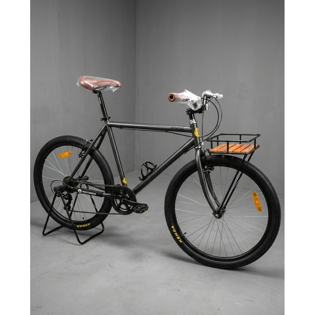 Sepeda kalcer commuter bike klasik vintage 26 keranjang kayu