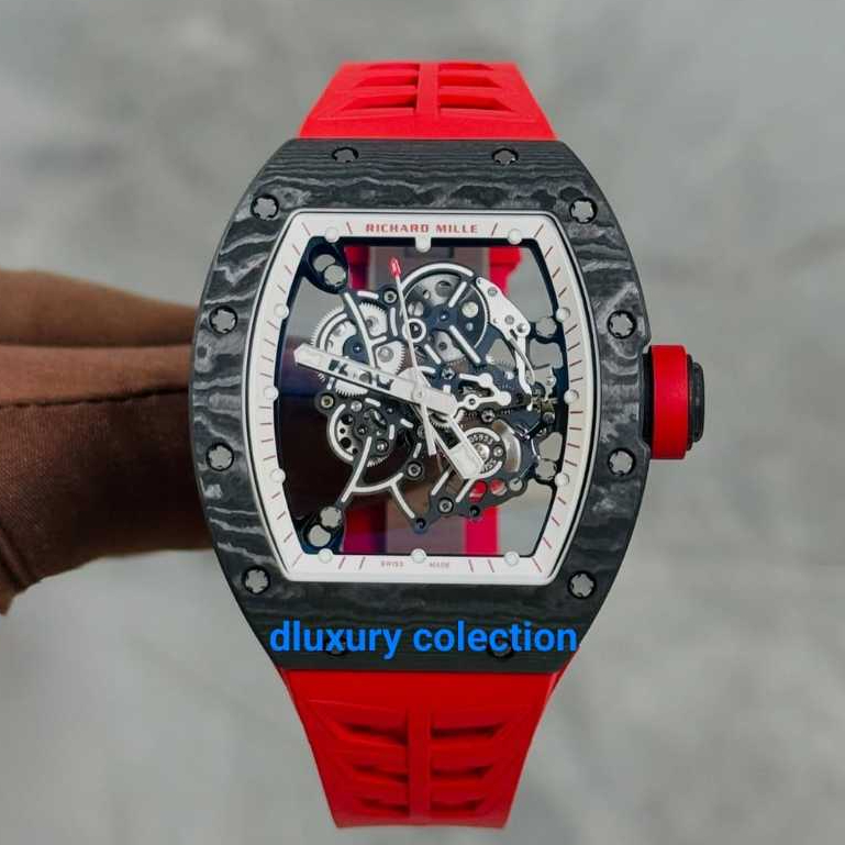 Jam Tangan RM055 Bubba Watson Swiss Automatic Movement Carbon Red Black Dial