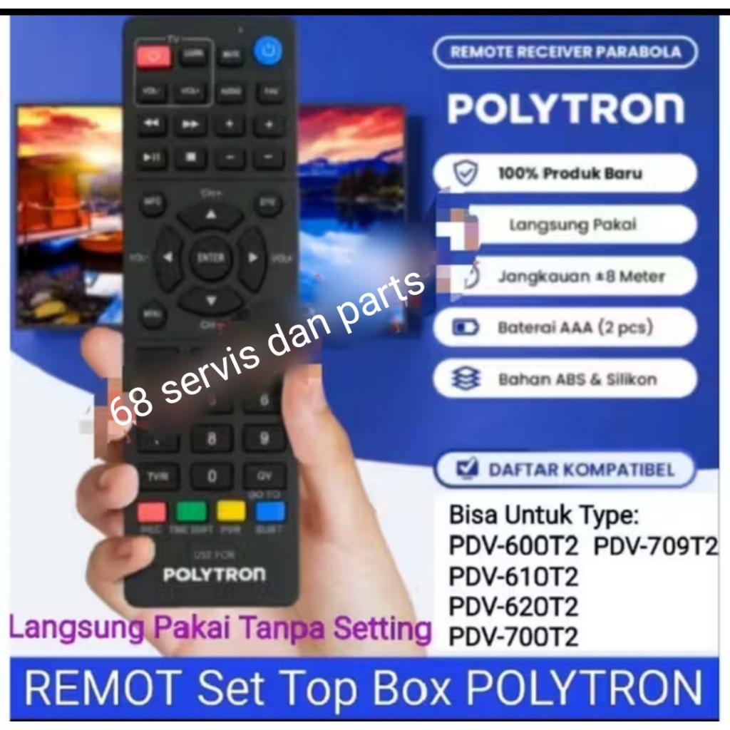 Remote stb dvbt2 merk polytron PDV 600 T2 ; 610 ; 700 ; 709