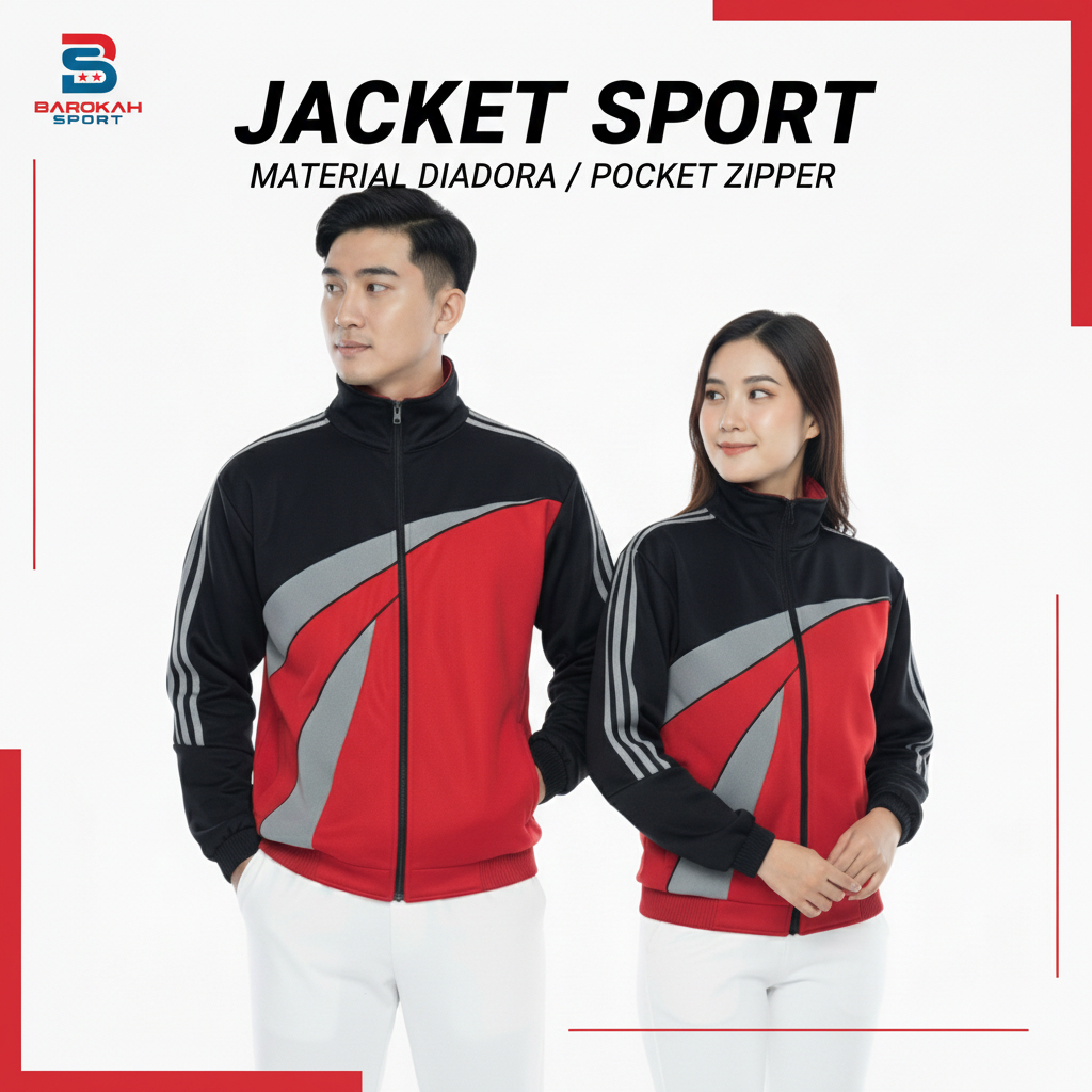 HM Barokah - Jaket Training  Pria Wanita Jaket Olahraga Laki-laki Perempuan jaket lari/bersepeda/sen