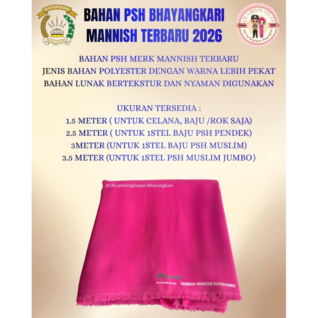 (Bisa cod) Bahan PSH Bhayangkari Mannish Terbaru 2026 Warna Lebih Pekat