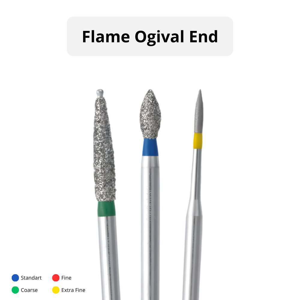 Dental Diamond Bur Flame Ogival End High Speed / Bur Preparasi Gigi Highspeed