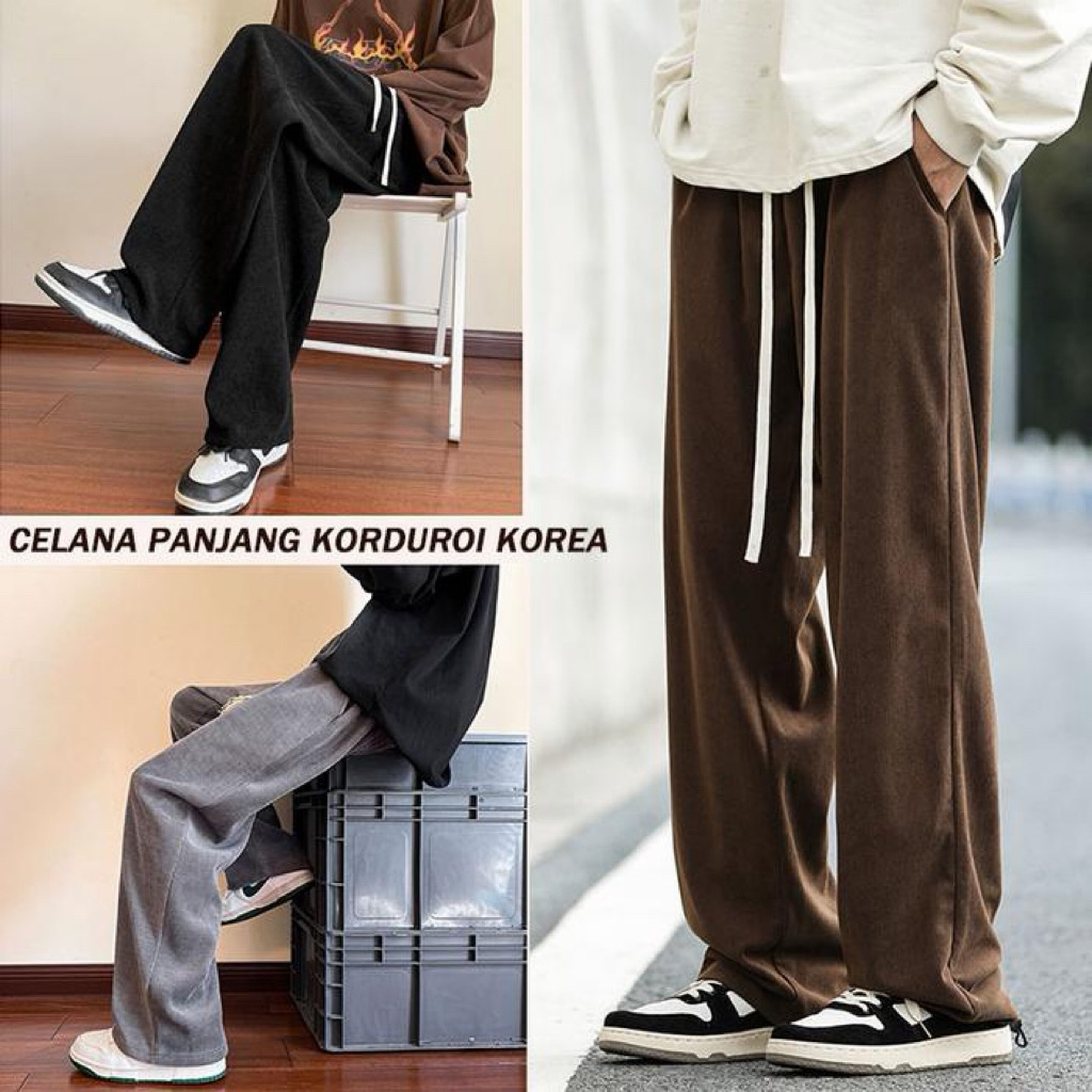 Celana corduroy panjang pria jumbo corduroy pants celana oversize pria loose pants