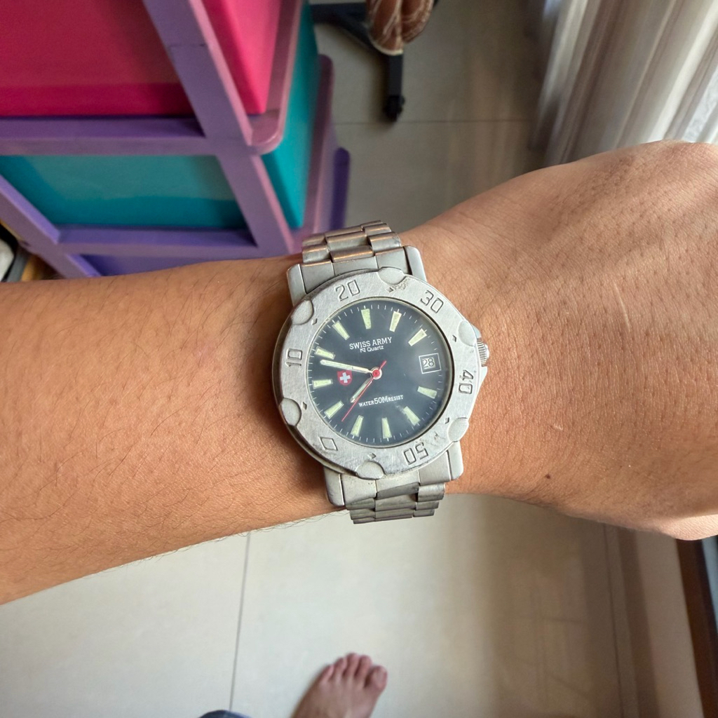 Jam Tangan Swiss Army Quartz Original Jam Pria Stainless Diver Date
