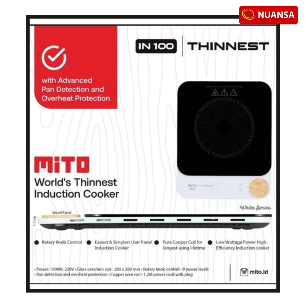 Mito IN100 Induction Cooker Kompor Listrik 1 Tungku Low Watt Hemat Listrik Garansi Resmi original