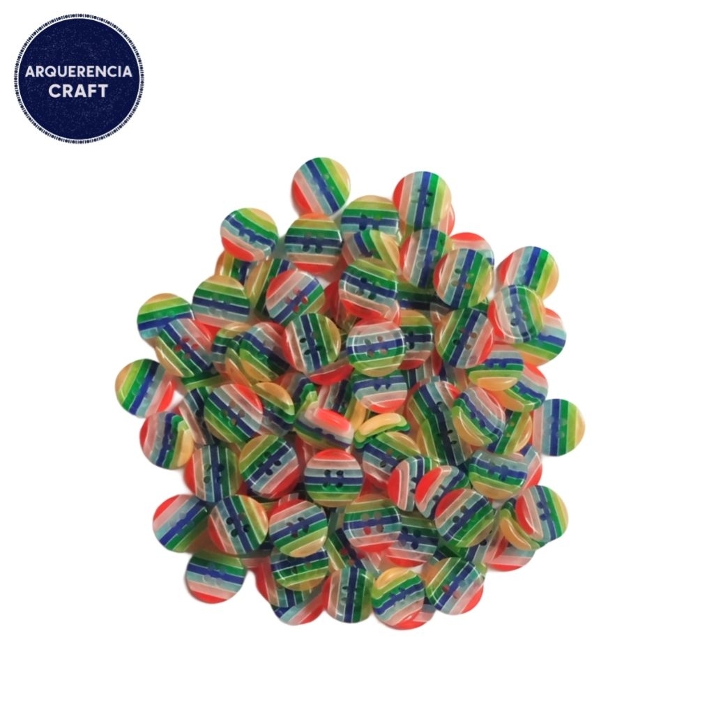 10 Pcs Kancing Hias Plastik Motif Salur Mix