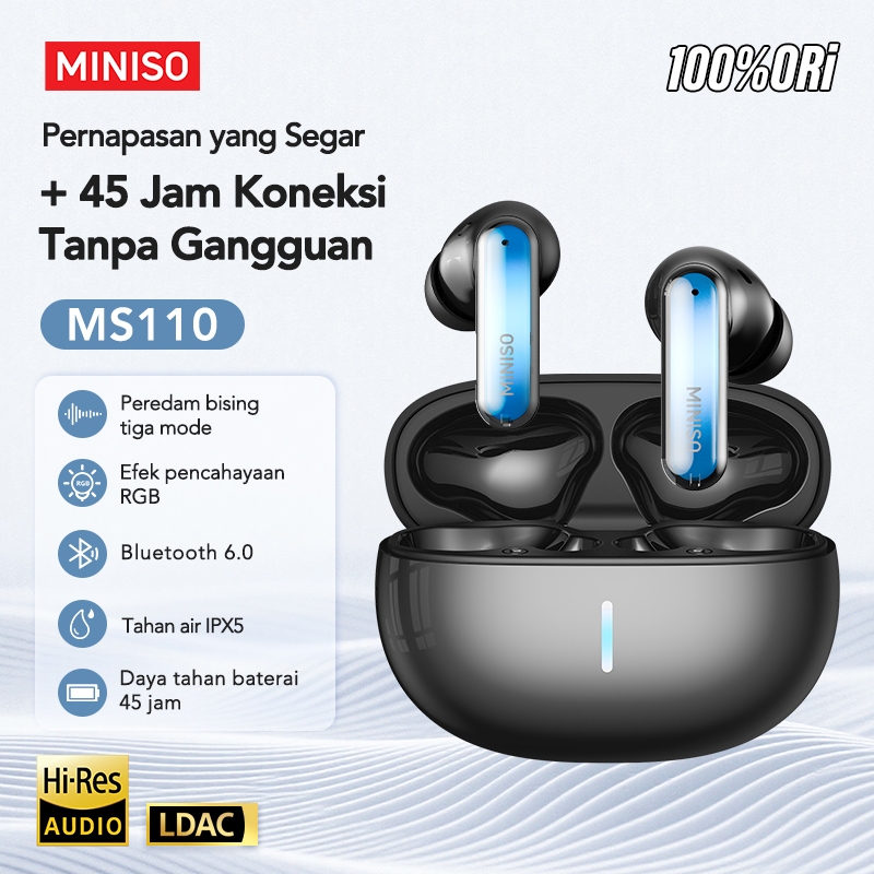 MINISO MS110 Bluetooth Earphone TWS Wireless Headset AI Translation Bluetooth 6.0 ENC Noise Cancelli