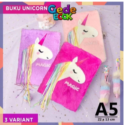 Penthouse Buku Note Motif Bulu Diary Unicorn Bulu Buku Tulis Anak Kuda Pony Karakter