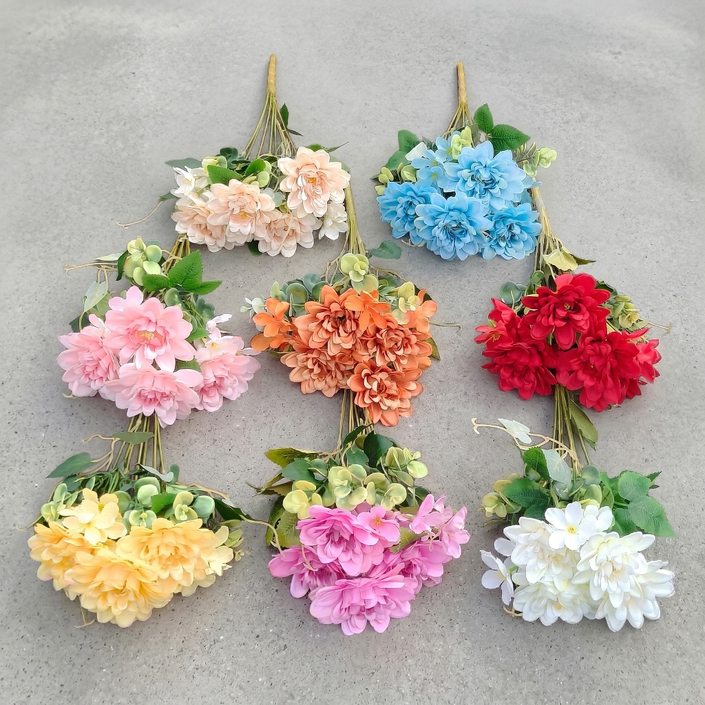 COD Bunga Artificial Dahlia Warna Cantik, Bunga Hias Meja Untuk Dekor Rumah, Pernikahan Dan Pesta