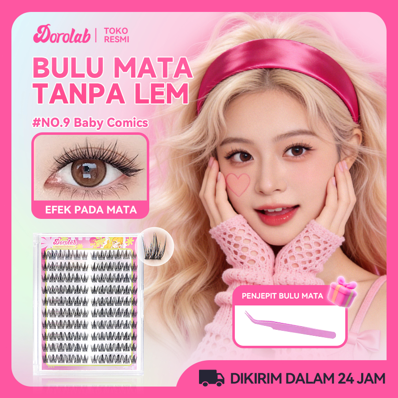 DOROLAB Ekstensi Bulu Mata Cluster 100-120 Tanpa Lem Set DIY Hemat Pinset Gratis Paket Isi Ulang Ram