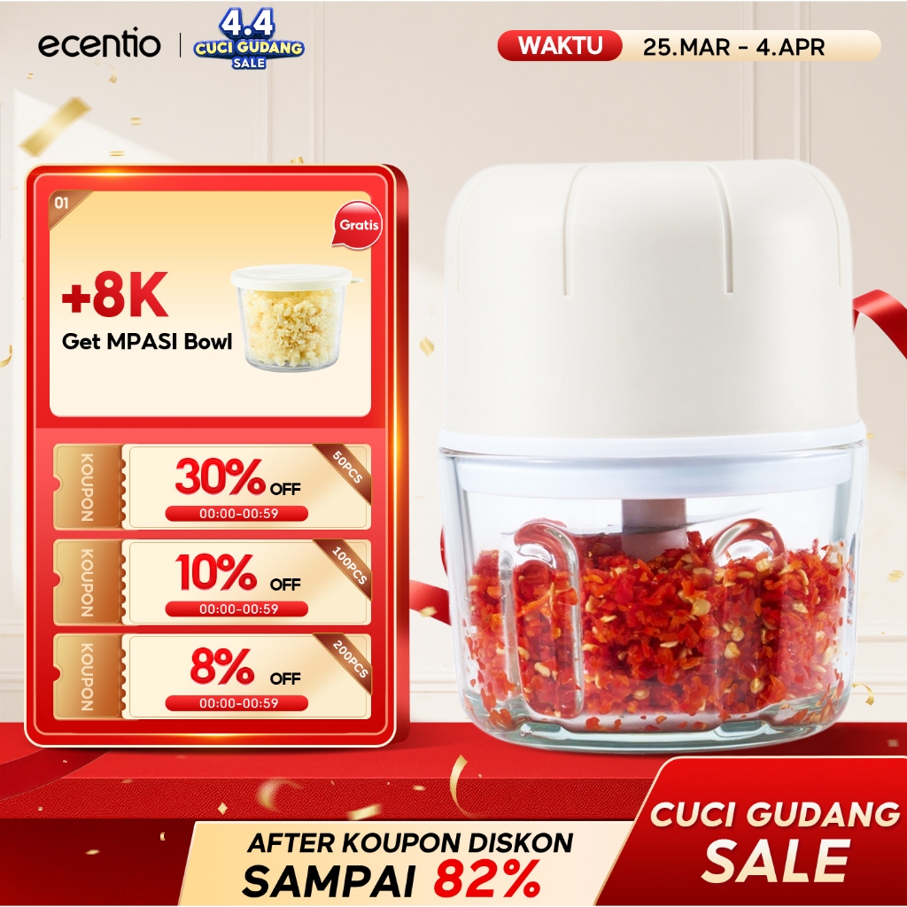ecentio coper daging dan bumbu 6 Pisau 250ml blender bumbu dapur blender portable blender mini chopp