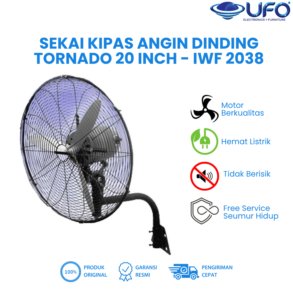 SEKAI Kipas Angin Dinding Tornado / Kipas Angin Industri Aluminium 20 Inch - IWF 2038