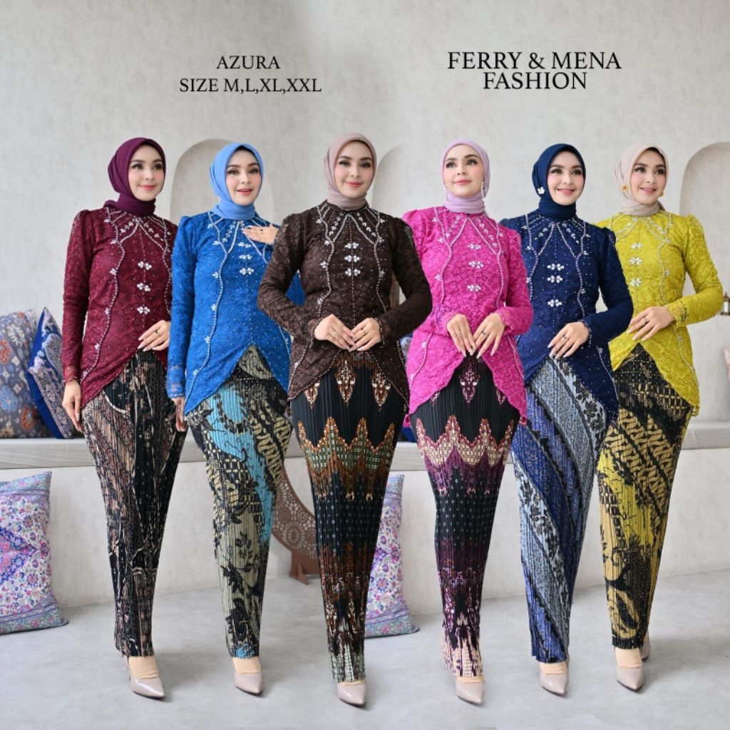 Setelan Layla Kebaya Wisuda Bahan Brukat Full Payet Dengan Rok Plisket