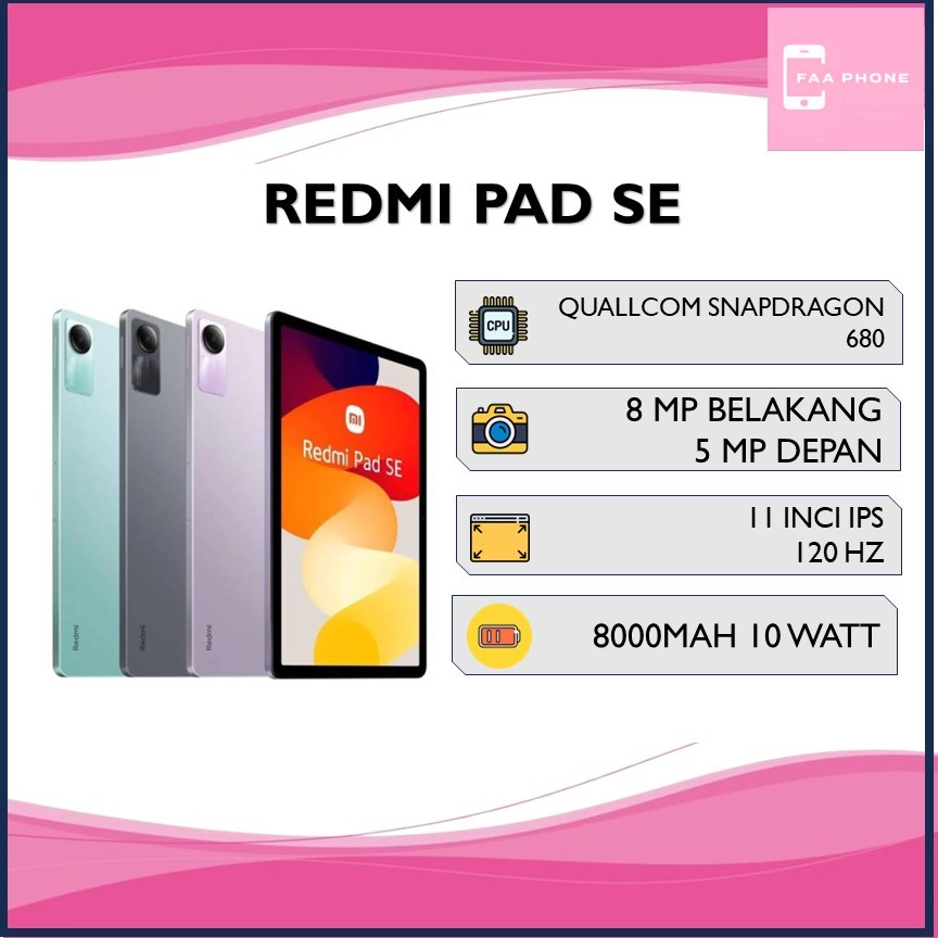 REDMI PAD SE RAM 6GB ROM 128GB QUALLCOM SNAPDRAGON 680
