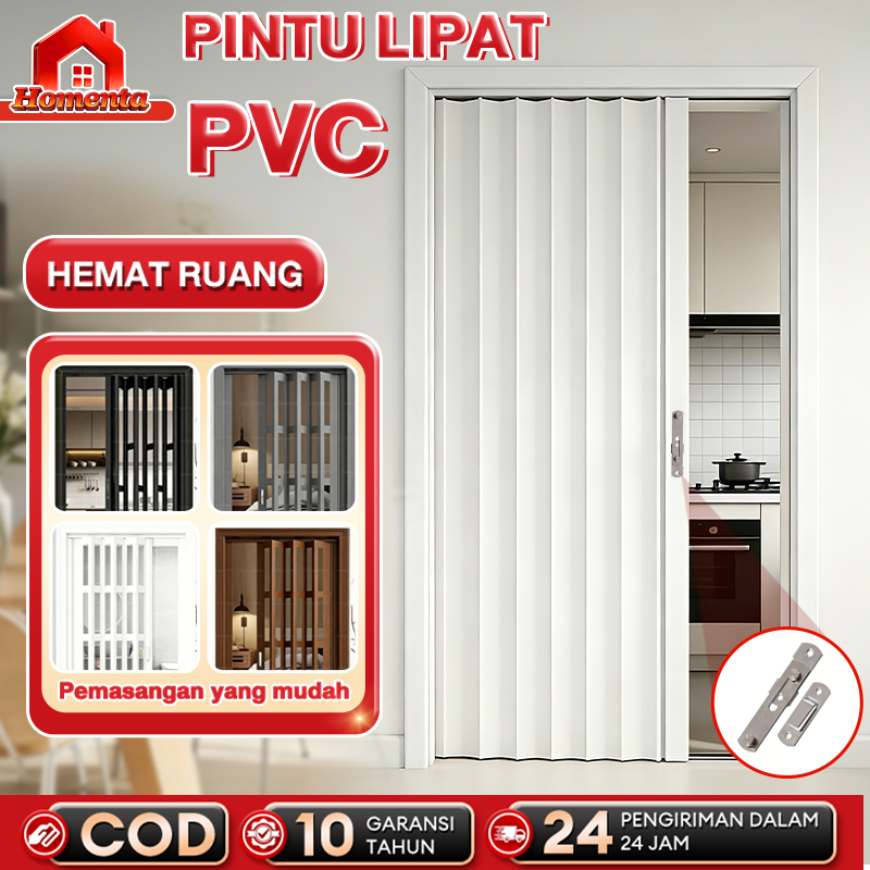 Homenta Pintu Geser PVC Penyekat Ruangan Kamar Mandi Folding Door Sliding Mudah Dipasang Anti Air
