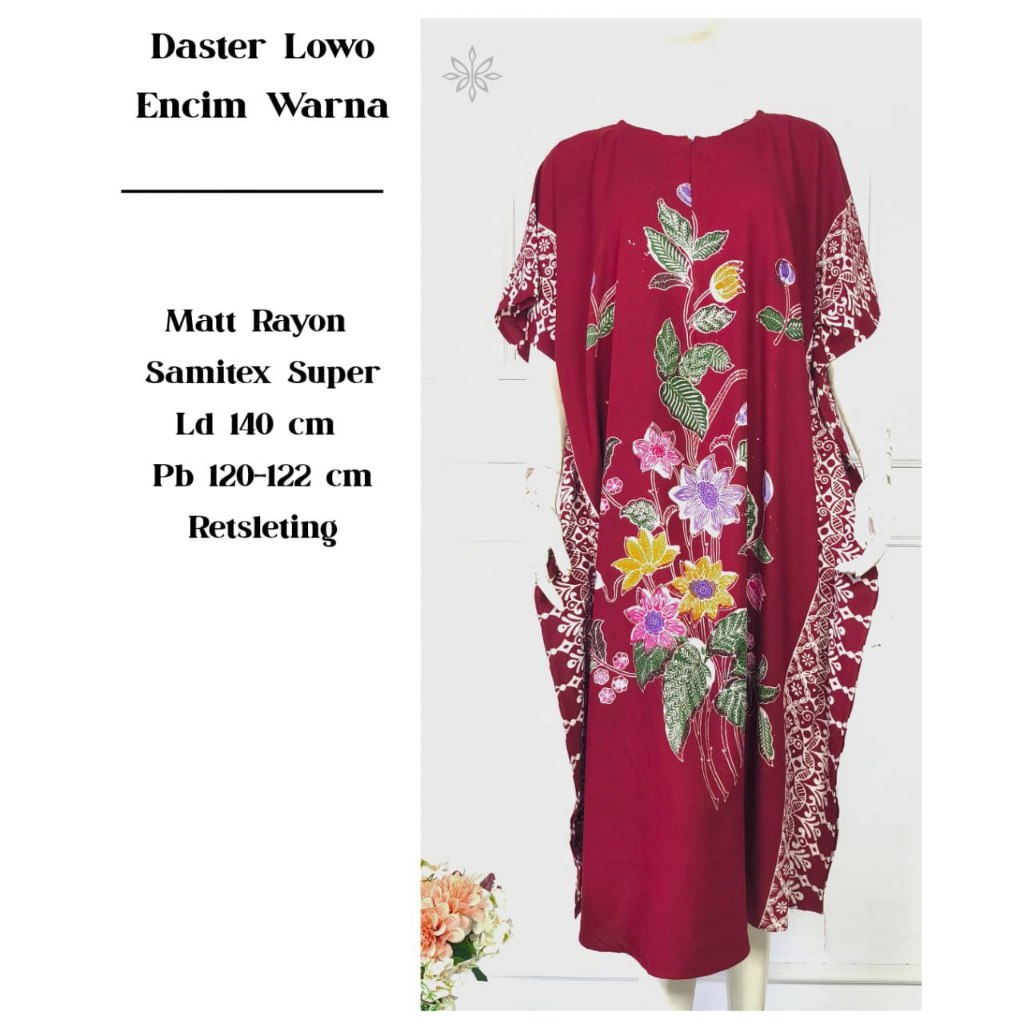 Daster Lowo Encim Warna Bunga Batik Cap Kombinasi Batik Tulis Premium