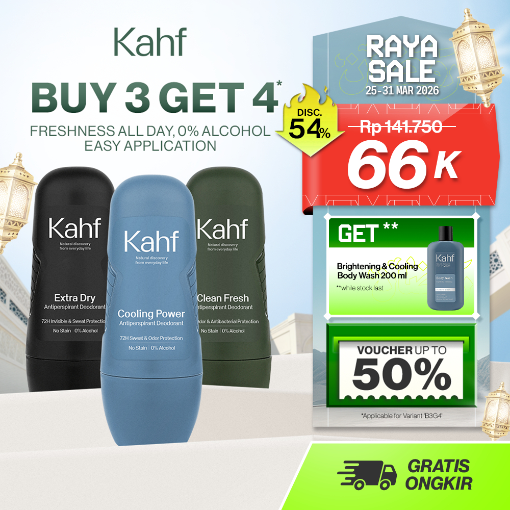 [KAHF BUNDLE 3IN1 PAKET DEODORANT] Triple Pack Kahf Deodorant Roll On Antiperspirant 45 ml - 3 pcs D