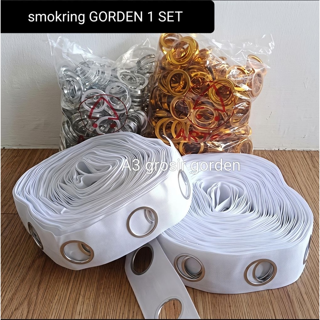 SMOKRING gorden 1SET(pita+ring)300 lubang/1meter 9 lubang