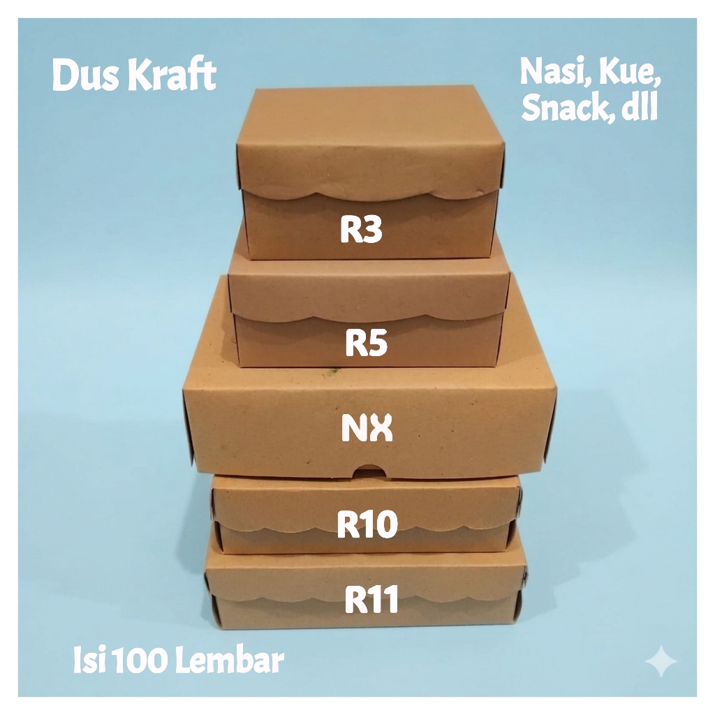 Dus Kotak Nasi Kue Snack Makanan Coklat Box Makan Ukuran Kecil Besar