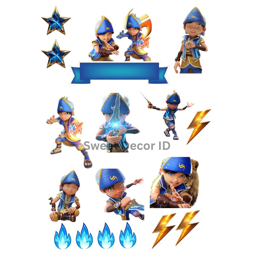 Topper Kue Boboiboy Sopan Custom Nama | Cake Topper Boboiboy | Hiasan Kue Ulang Tahun Anak Laki Laki