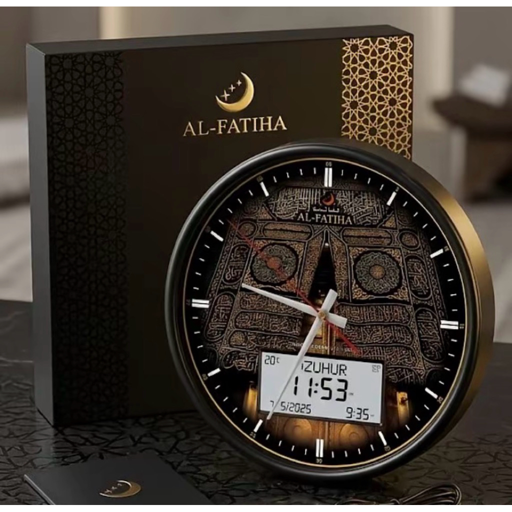 Jam Adzan Digital AL-FATIHA FAJ-360QW dengan jadwal shalat otomatis akurat, dilengkapi 8 pilihan sua