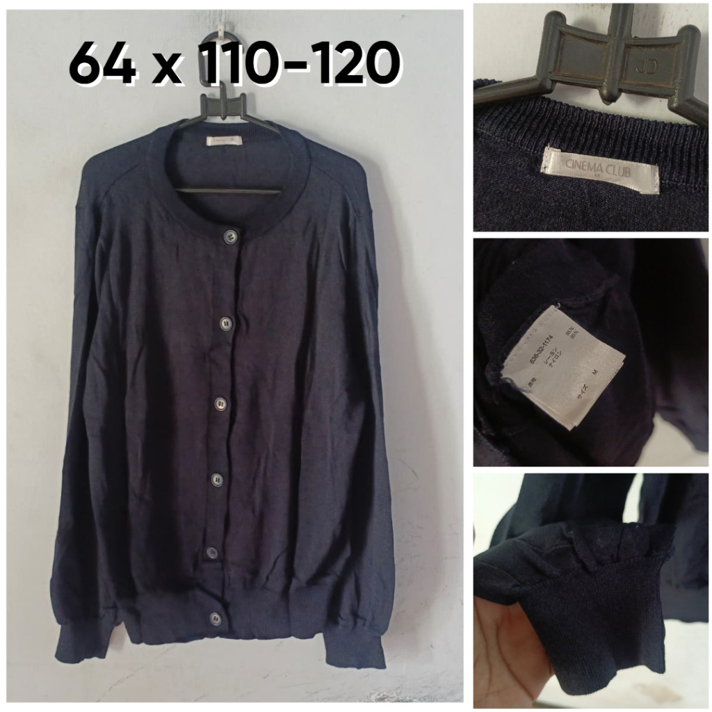 Cardigan Cinema Club Navy O Neck Size M fit L Wanita Cardi Knit KL398