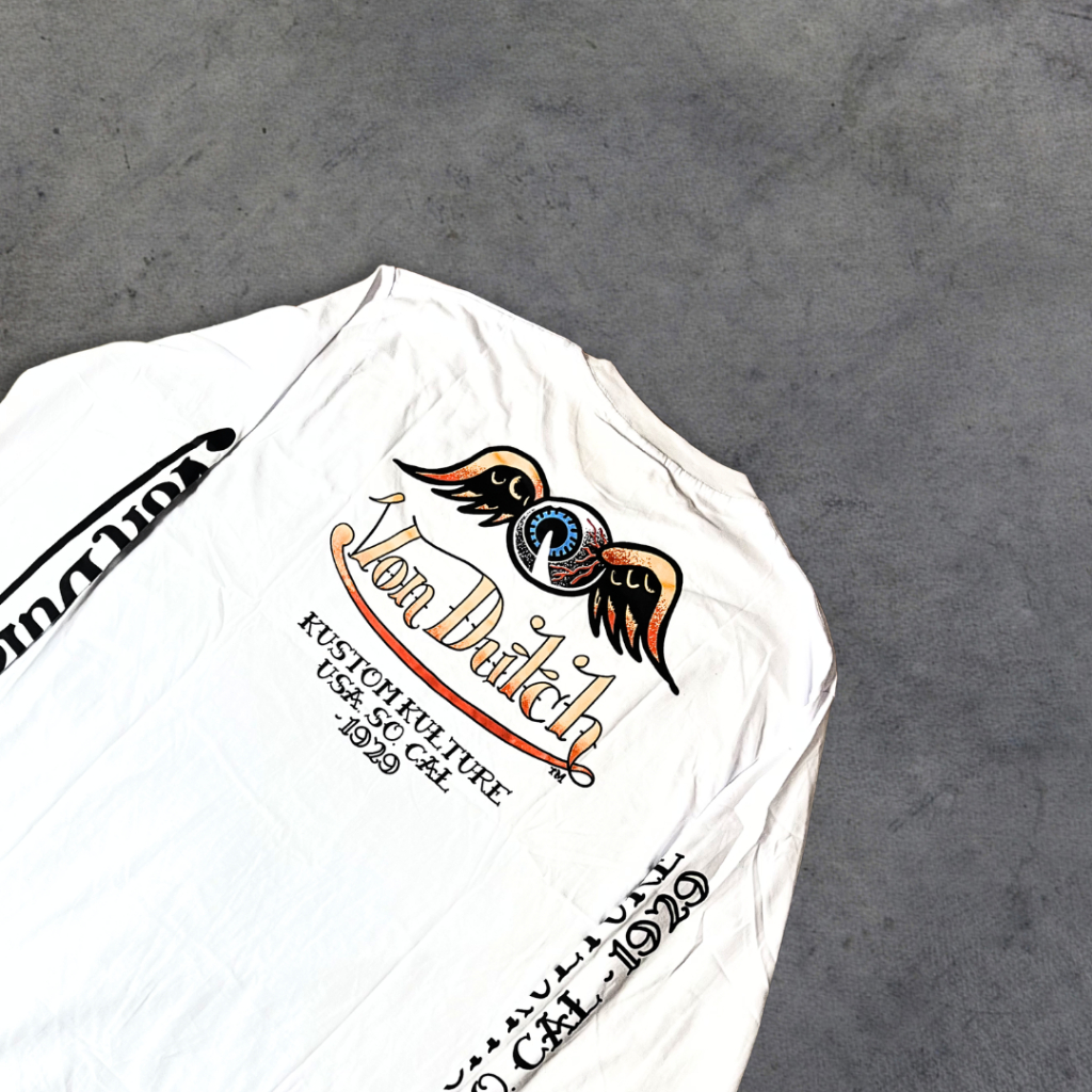Kaos Von Dutch Lengan Panjang Putih Cotton Print Classic art Mata Original Store