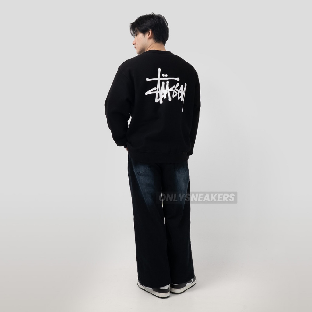 STUSSY BASIC STUSSY BLACK CREWNECK