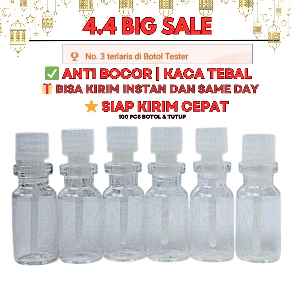 BOTOL TESTER KACA  3 ML BOTOL TESTER SAMPLE  BOTOL OLES  BOTOL PARFUM TESTER  100 PCS
